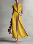 Isabella V-Neck Wrap Linen Maxi Dress
