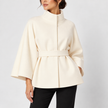 Simone Belted High-Neck Cape Coat