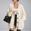 Paolina Relaxed Button-Front Pocket Cardigan