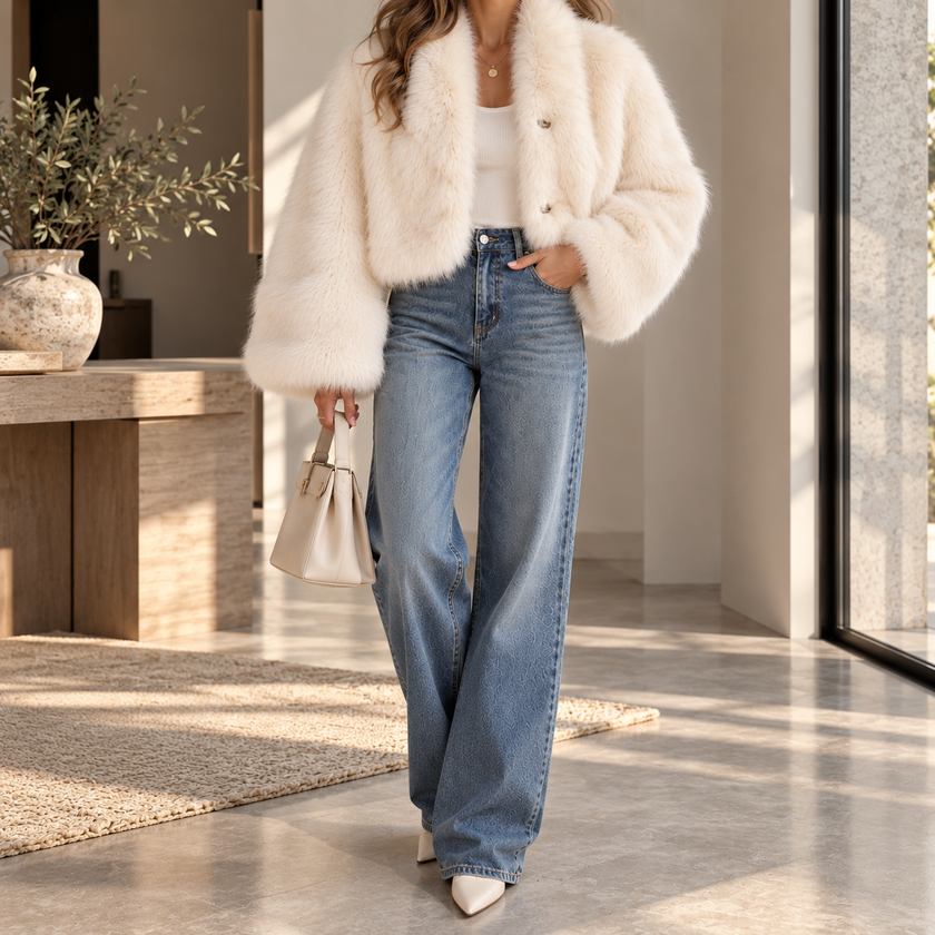 Estelle Oversized Open-Front Faux-Fur Jacket