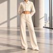 Genevieve Cropped Wide-Shoulder Denim Jacket
