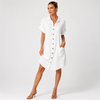 Button Front Shirt Dress Short Sleeve Relaxed Casual Summer Wear