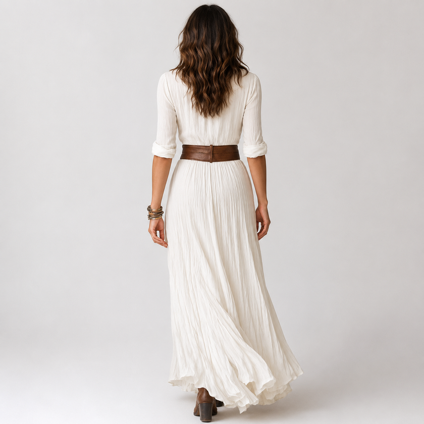 Maxi Dress Shawl Collar Belted Elegant Formal Evening Occasion Wear