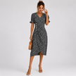 Floral Wrap Midi Dress V Neck Short Sleeve Casual Occasion Wear