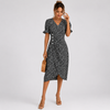 Floral Wrap Midi Dress V Neck Short Sleeve Casual Occasion Wear
