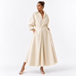Shirt Maxi Dress Pleated Waist Long Sleeve Casual Occasion Wear
