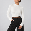 Viviana Mock-Neck Wool-Blend Knit Top