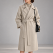 Perla Belted Wide-Lapel Wrap Coat