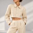 Genevieve Cropped Wide-Shoulder Denim Jacket