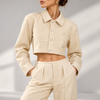 Genevieve Cropped Wide-Shoulder Denim Jacket