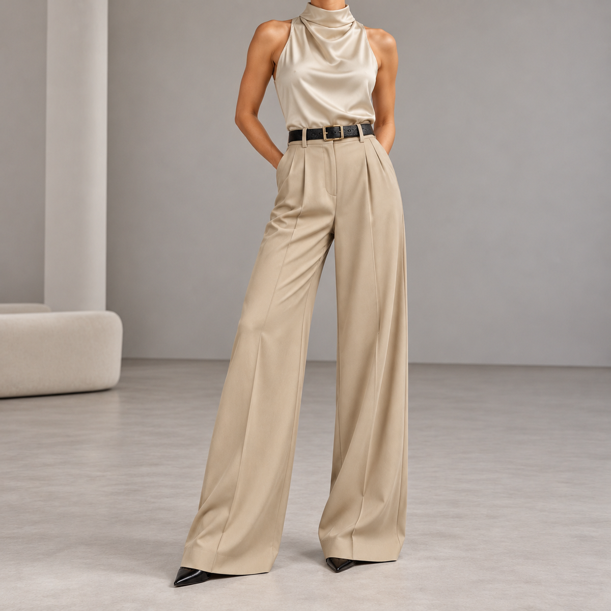Antonella Tailored Wide-Leg Pants