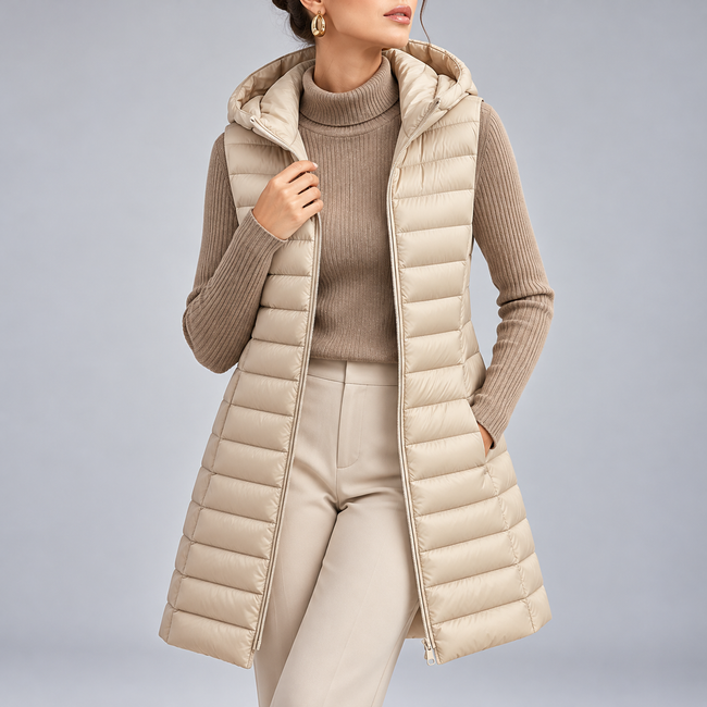 Allegra Hooded Longline Quilted Vest