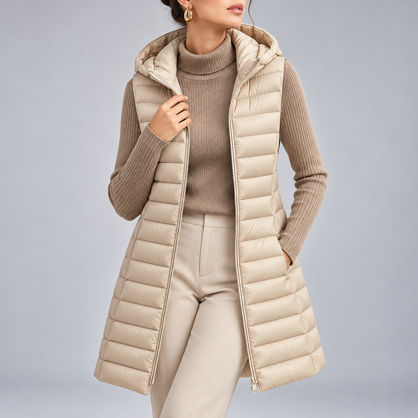Allegra Hooded Longline Quilted Vest