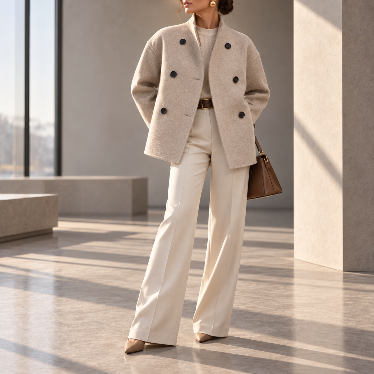 Cassandra Double-Breasted V-Neck Coat