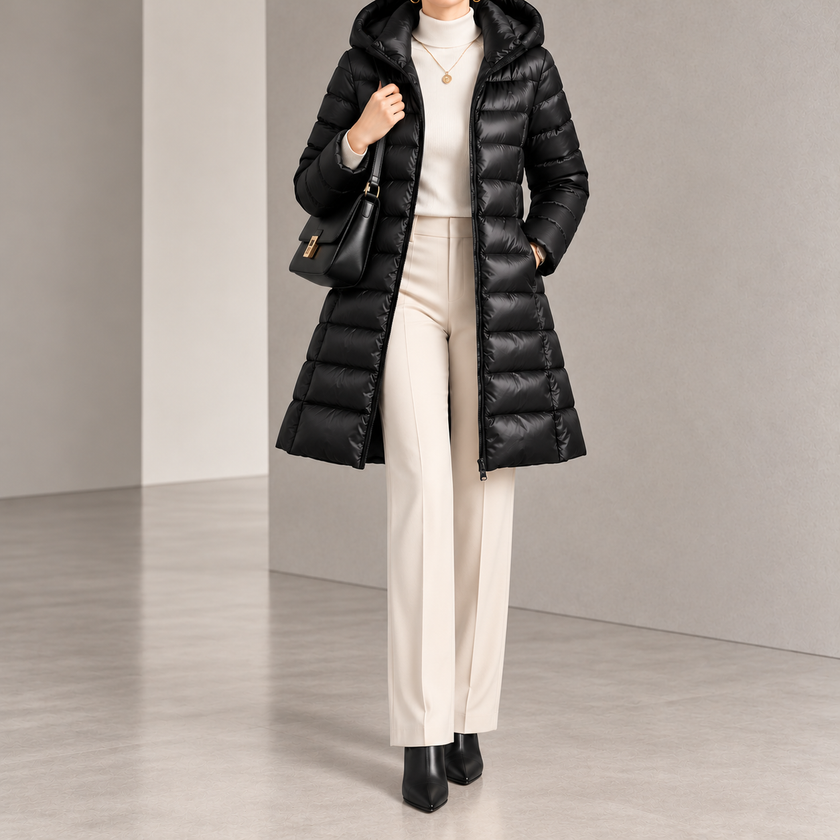 Marianne Hooded Long Quilted Down Jacket