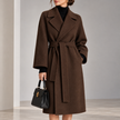 Perla Belted Wide-Lapel Wrap Coat