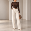 Delphina Cross-Over Collar Cinched Top