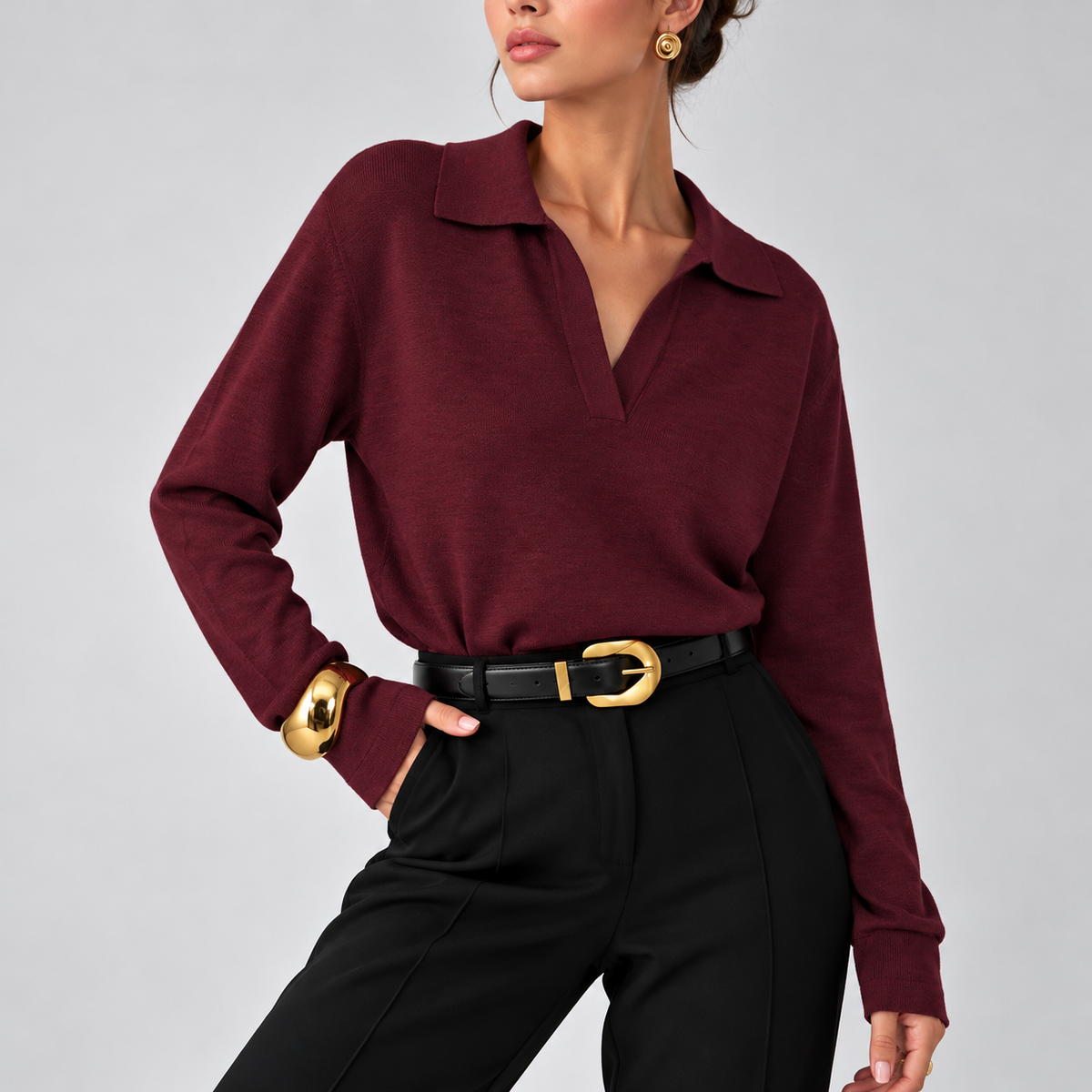 Lavinia Relaxed Collared Pullover Sweater