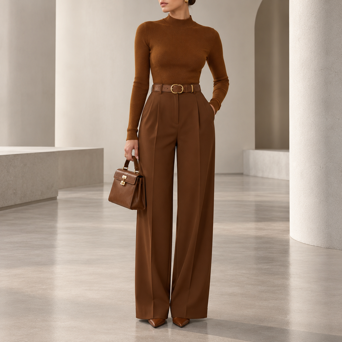 Viviana Mock-Neck Wool-Blend Knit Top