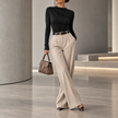 Fiorella Ruched Mock-Neck Long-Sleeve Top