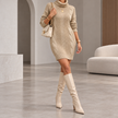 Aurora Cable Knit Turtleneck Sweater Dress