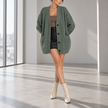 Paolina Relaxed Button-Front Pocket Cardigan