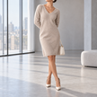 Ginevra Relaxed V-Neck Knit Midi Dress