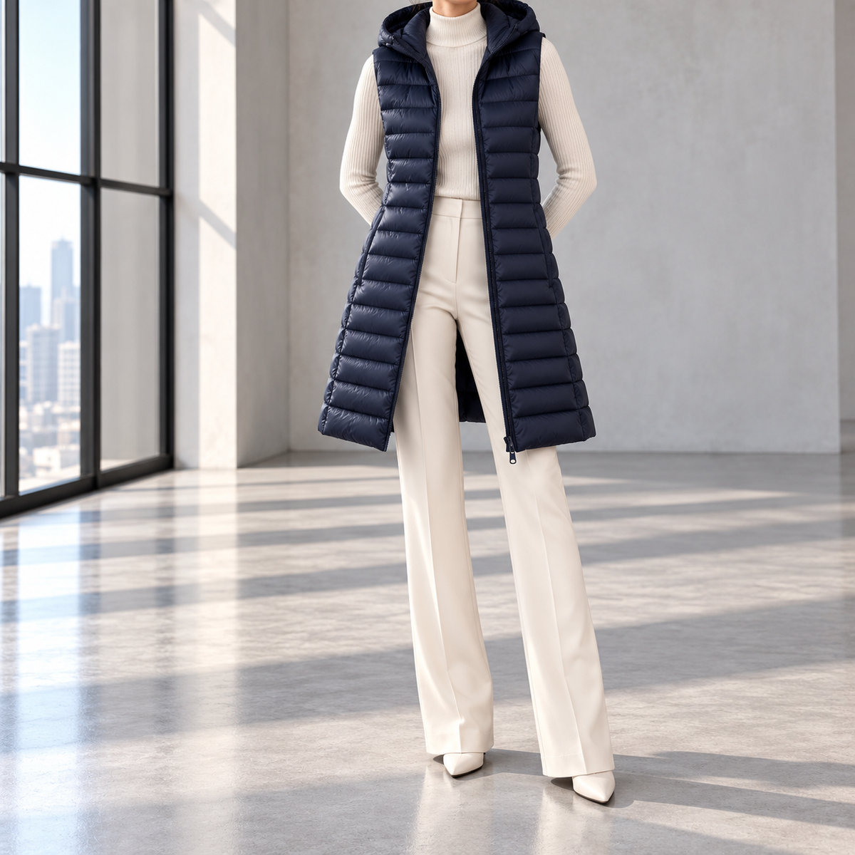 Allegra Hooded Longline Quilted Vest