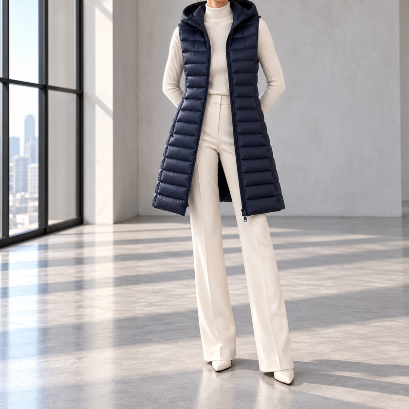 Allegra Hooded Longline Quilted Vest