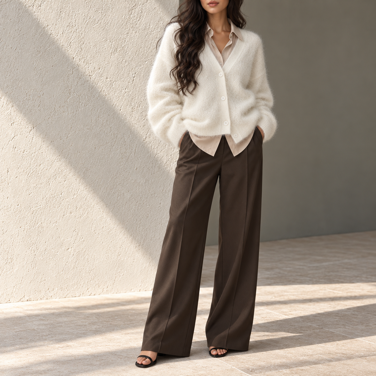 Agnese Fuzzy Oversized V-Neck Cardigan