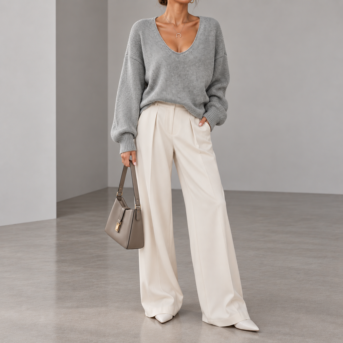 Natasha Oversized V-Neck Knit Sweater