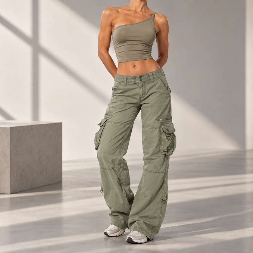 Delilah Relaxed Straight-Leg Cargo Pants