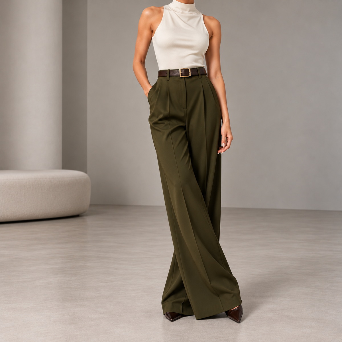 Antonella Tailored Wide-Leg Pants