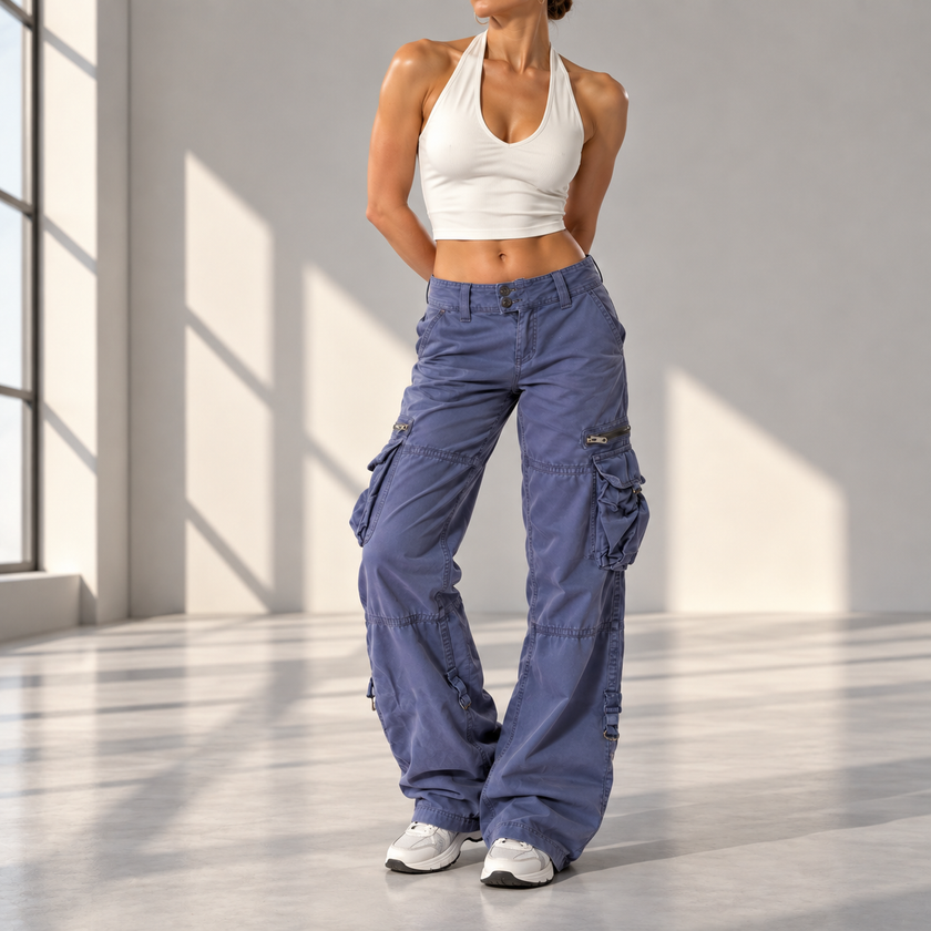Delilah Relaxed Straight-Leg Cargo Pants