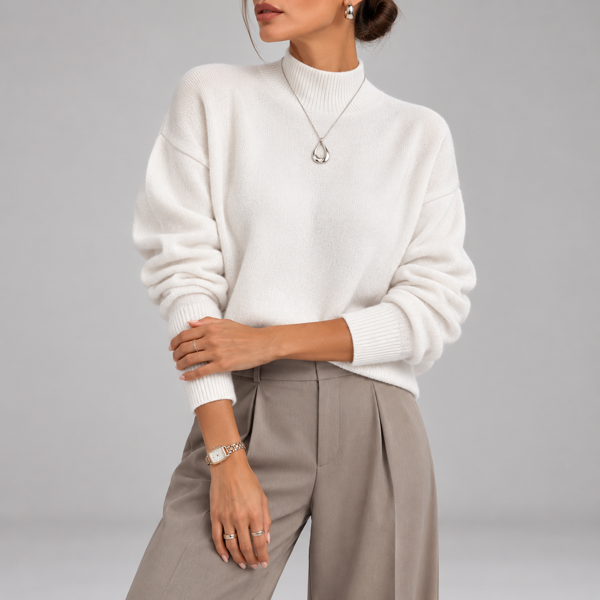 Magnolia Ribbed Roll-Neck Knit Sweater