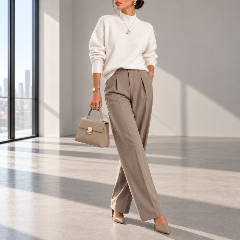 Magnolia Ribbed Roll-Neck Knit Sweater
