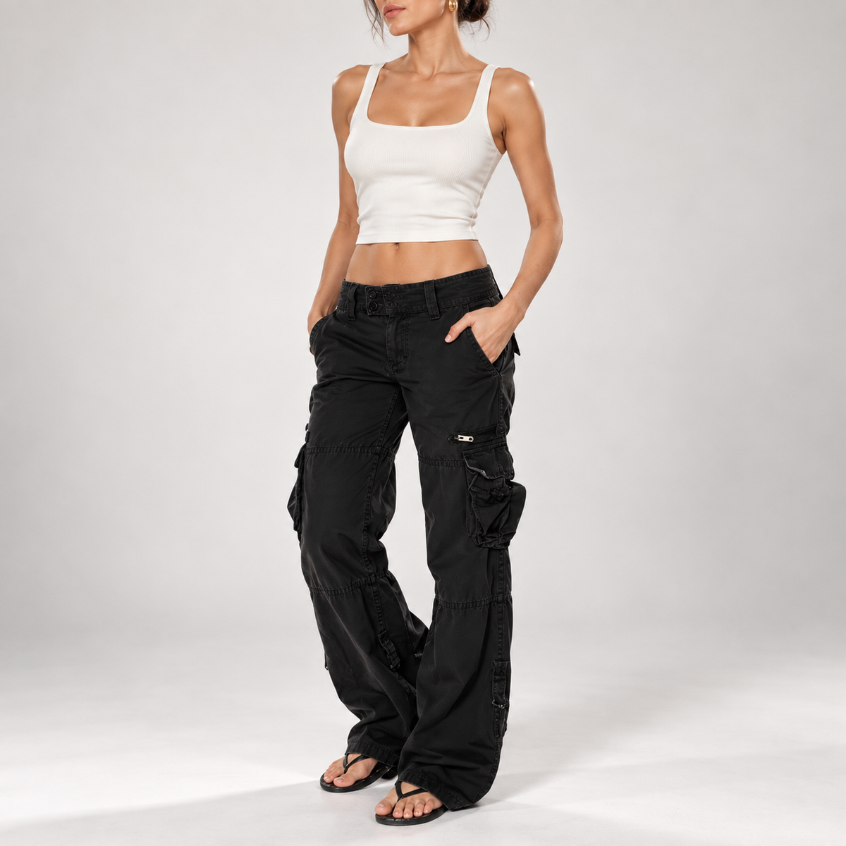 Delilah Relaxed Straight-Leg Cargo Pants