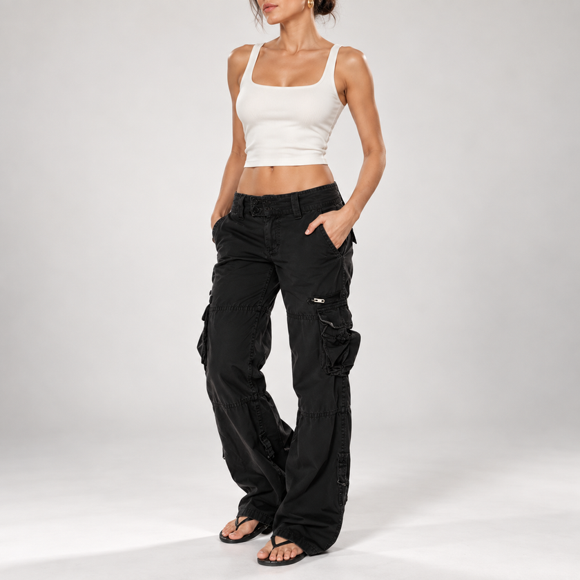 Delilah Relaxed Straight-Leg Cargo Pants