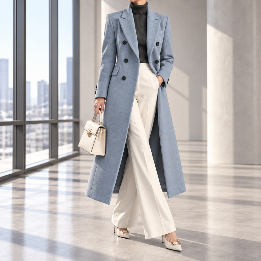 Philippa Double-Breasted Notch-Lapel Wool Coat