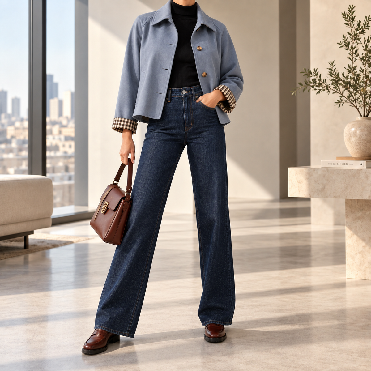 Clarisse Cropped Oversized Denim Jacket