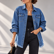 Arabella Frayed-Hem Oversized Denim Jacket