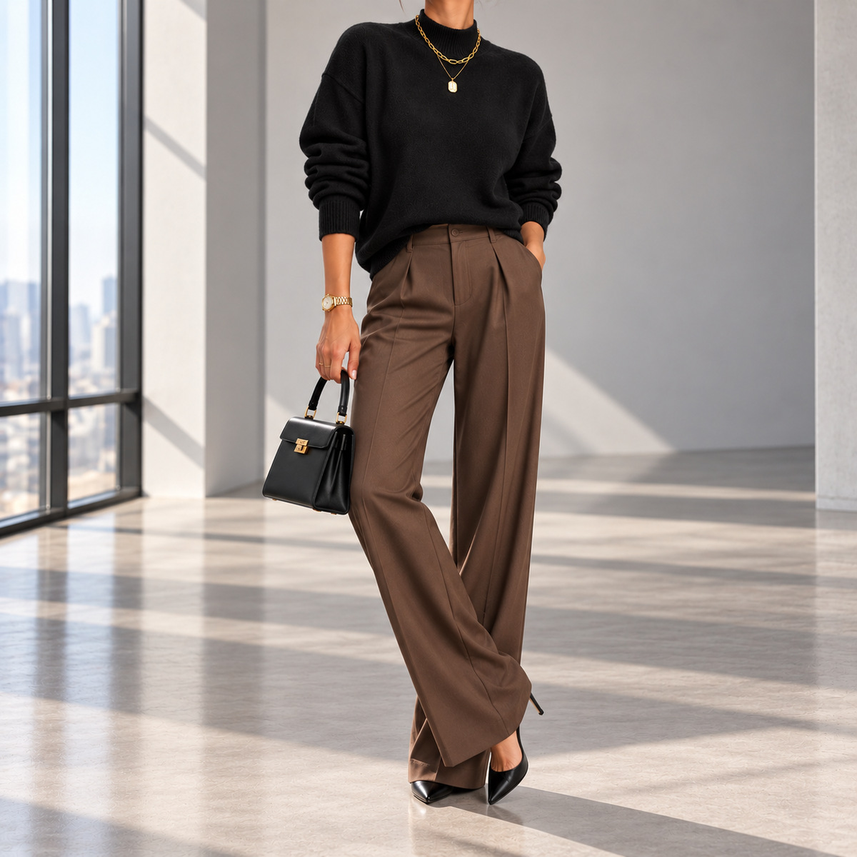 Magnolia Ribbed Roll-Neck Knit Sweater
