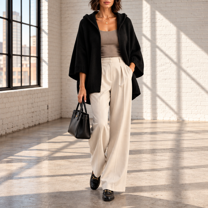 Rosaria Hooded Open-Front Knit Cardigan