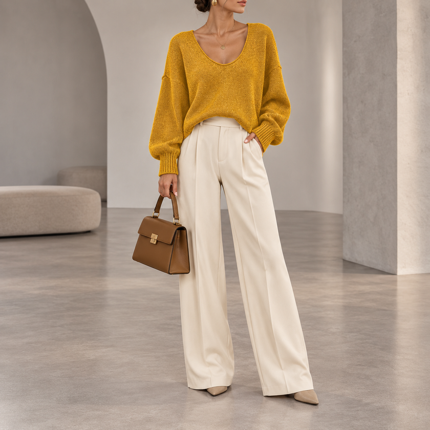 Natasha Oversized V-Neck Knit Sweater