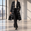 Henriette Plaid Single-Button Wool Coat