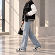 Theodora Contrast-Sleeve Letterman Varsity Jacket
