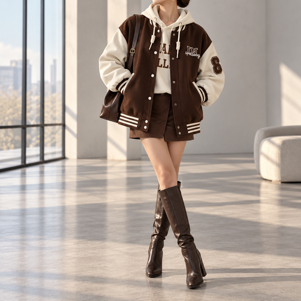 Lucinda Oversized Letterman Varsity Jacket