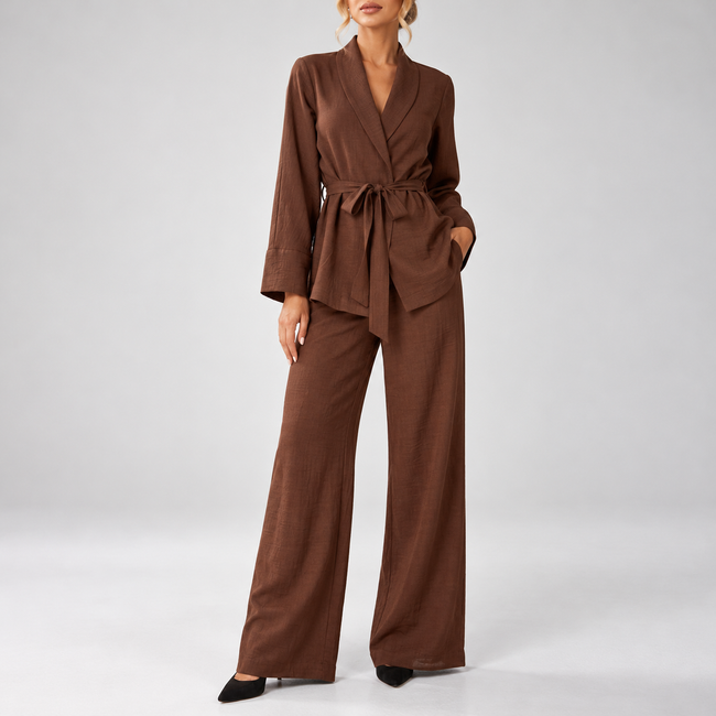 Matilde Draped Tunic Wide-Leg Pant Set