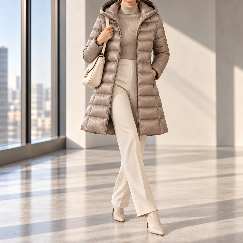 Marianne Hooded Long Quilted Down Jacket