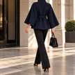 Simone Belted High-Neck Cape Coat